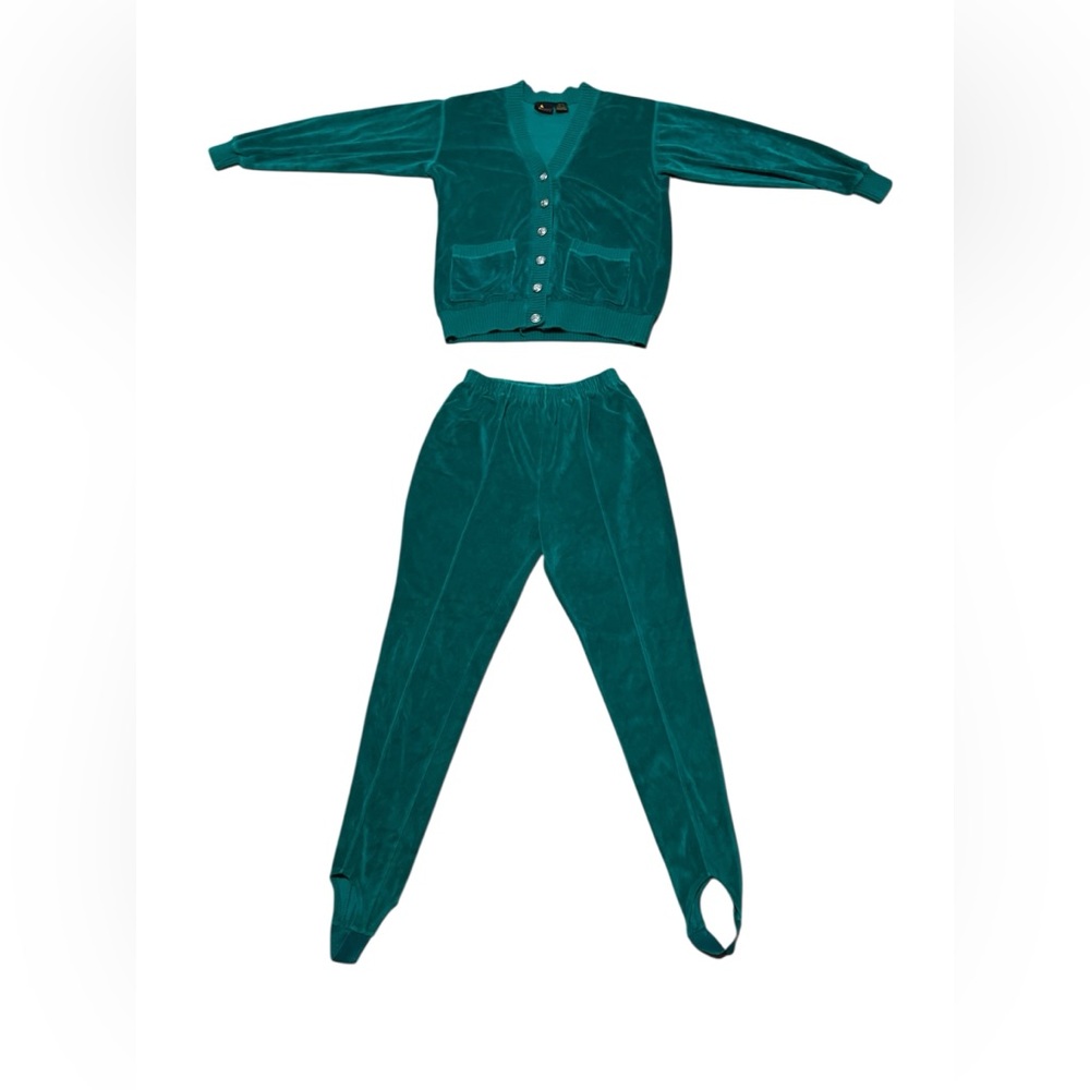 Vtg 80s Lizsport Petite Velour Tracksuit Set